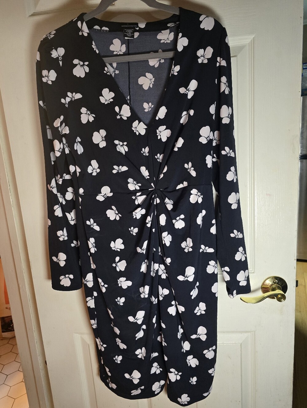 Moda International Black Floral Twist-Front Dress